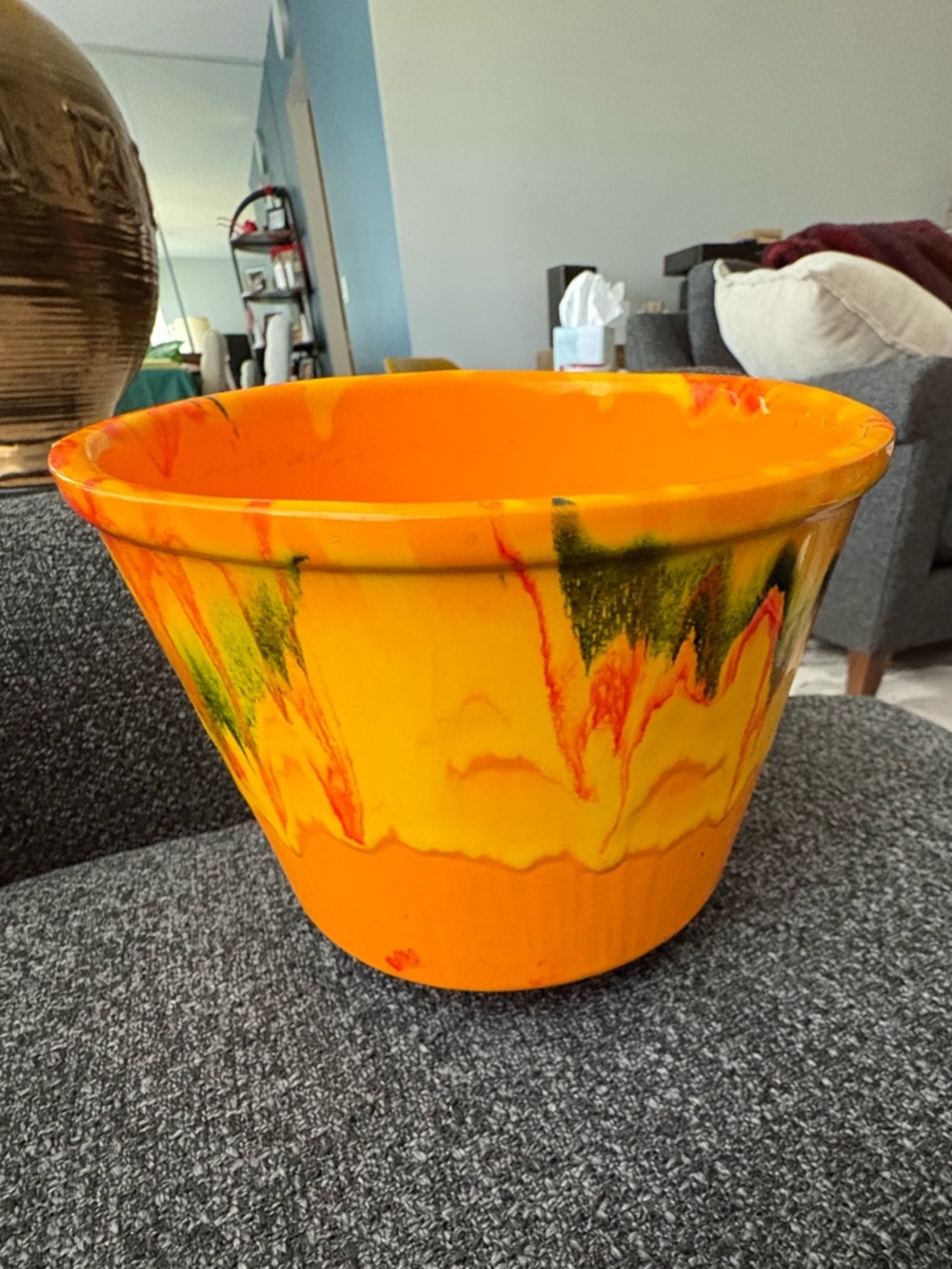 Vintage California Originals Orange Drip Glaze Ceramic Planter